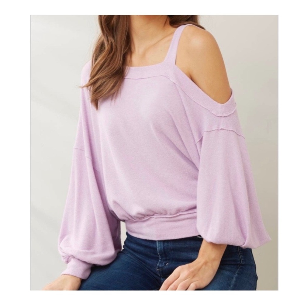 We The Free Flaunt It‎ Pullover Magical Lilac Top Sweater Off the Shoulder Small